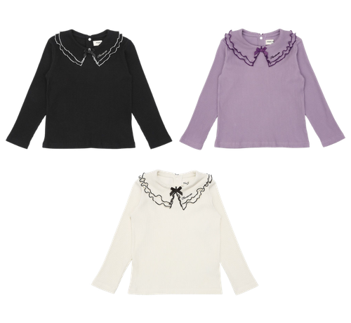 フリル襟 リブ Tシャツ カラーバリエーション