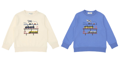 電車 飛行機 乗り物ワッペン 車刺繍 裏毛トレーナー カラーバリエーション