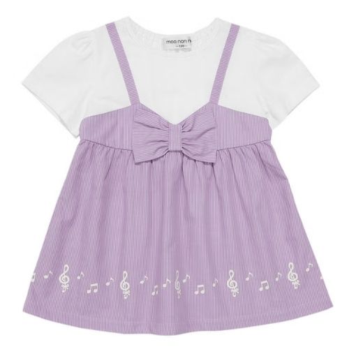 ストライプ柄重ね着風Tシャツ