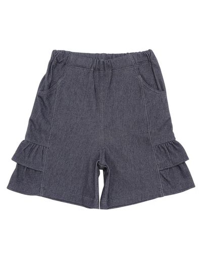 ストレッチ デニムニット フリルつき キュロットパンツ