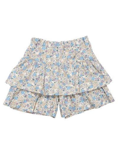 綿100% 小花柄 フリル キュロットパンツ