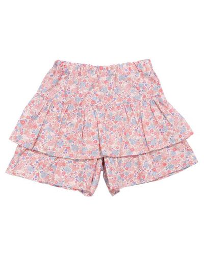 綿100% 小花柄 フリル キュロットパンツ