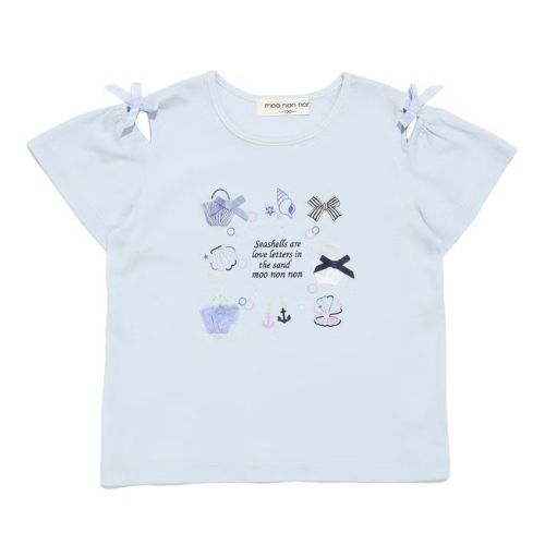 リボン 肩あき マリン 小物 モチーフ Tシャツ