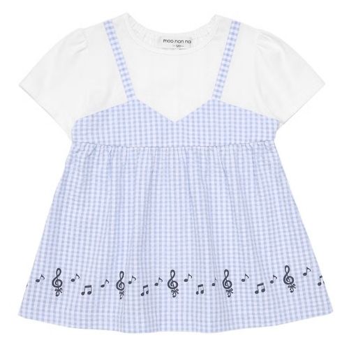 ギンガムチェック 重ね着風 Tシャツ