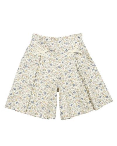 綿100％小花柄リボンつき キュロットパンツ