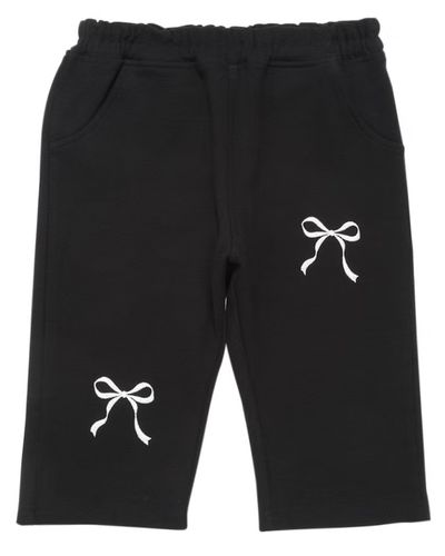 ニットストレッチ リボン刺繍 6分丈パンツ