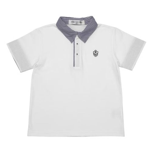 綿100％ ストライプ 襟付き Tシャツ