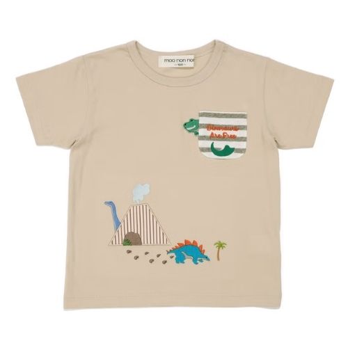 綿100％ 恐竜 ＆ 火山 Tシャツ