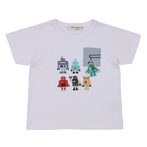 綿100％ ロボット 刺繍 半袖 Tシャツ