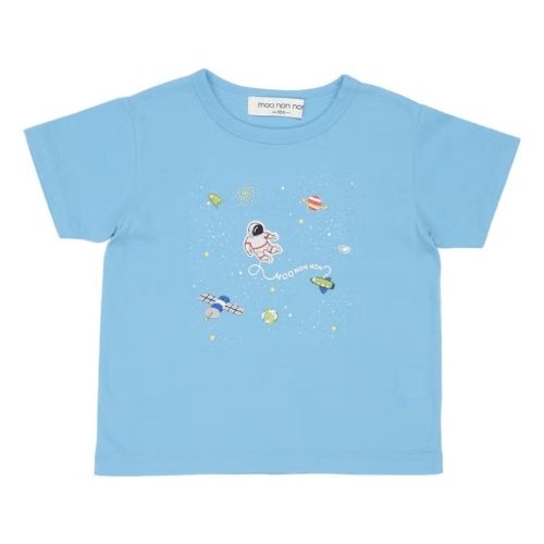 綿100％ 宇宙 刺繍 半袖 Tシャツ