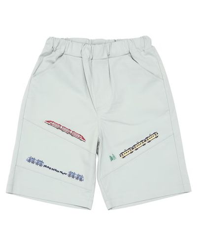 電車 乗り物刺繍 ストレッチハーフパンツ