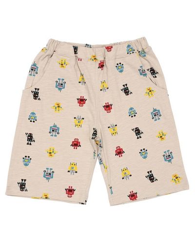 綿100％ オリジナルロボットプリントハーフパンツ