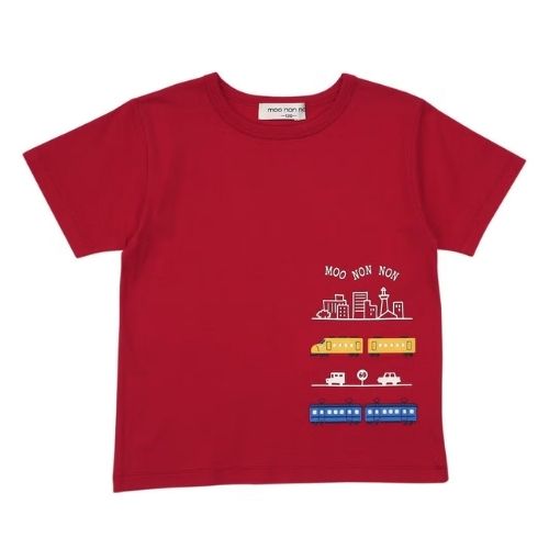 綿100％ 電車ワッペンプリントTシャツ