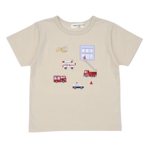 綿100％ はたらく車 レスキュー隊刺繍Tシャツ