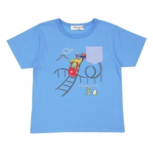 綿100％ 遊園地 恐竜刺繍 Tシャツ