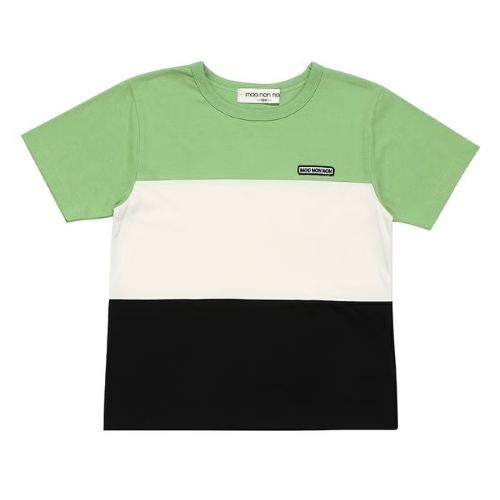 綿100％ロゴ刺繍ワッペンつき 切り替えTシャツ