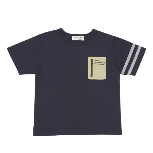 綿100％ ロゴ刺繍ポケットつきTシャツ