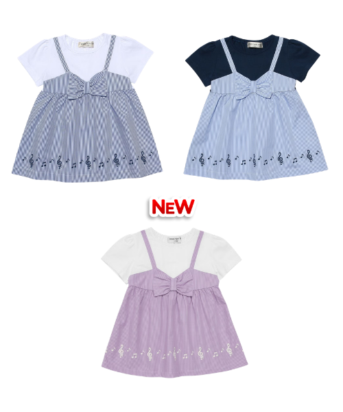 ストライプ柄重ね着風Tシャツ カラーバリエーション