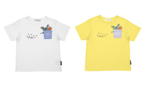 恐竜 刺繍 ポケット Tシャツ カラーバリエーション