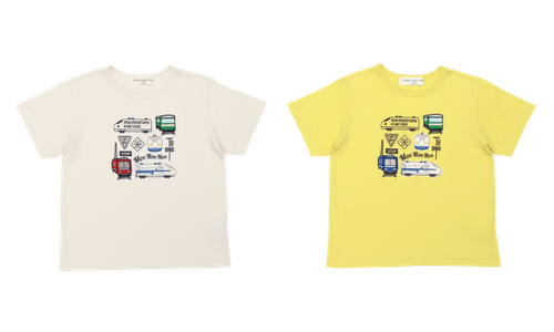 綿100％ 電車 乗り物 刺繍ワッペン Tシャツ カラーバリエーション