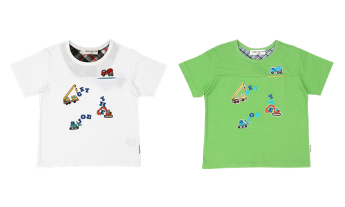 働く車 刺繍ワッペン Tシャツ カラーバリエーション