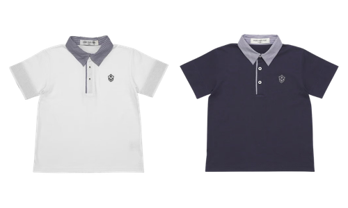 綿100％ ストライプ 襟付き Tシャツ カラーバリエーション