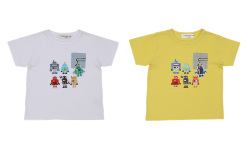 綿100％ ロボット 刺繍 半袖 Tシャツ カラーバリエーション