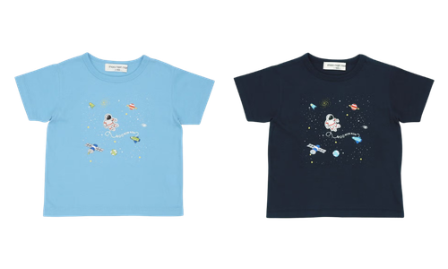 綿100％ 宇宙 刺繍 半袖 Tシャツ カラーバリエーション