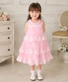 ベビー服 女の子 リボンつきチュールフリルAラインドレス ピンク(02) モデル画像全身