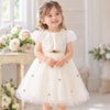 ベビー服 女の子 お花モチーフ付き重ね着風チュールドレス