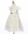 ベビー服 女の子 お花モチーフ付き重ね着風チュールドレス オフホワイト(11) トルソー斜め