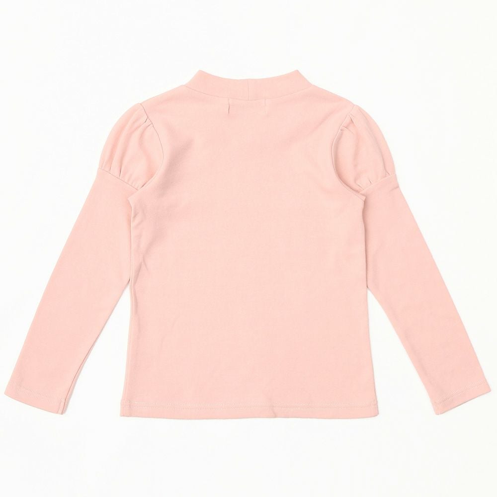 子供服 女の子 ハイネックＴシャツ 長袖 切替パフ袖 ピンク(02) 背面