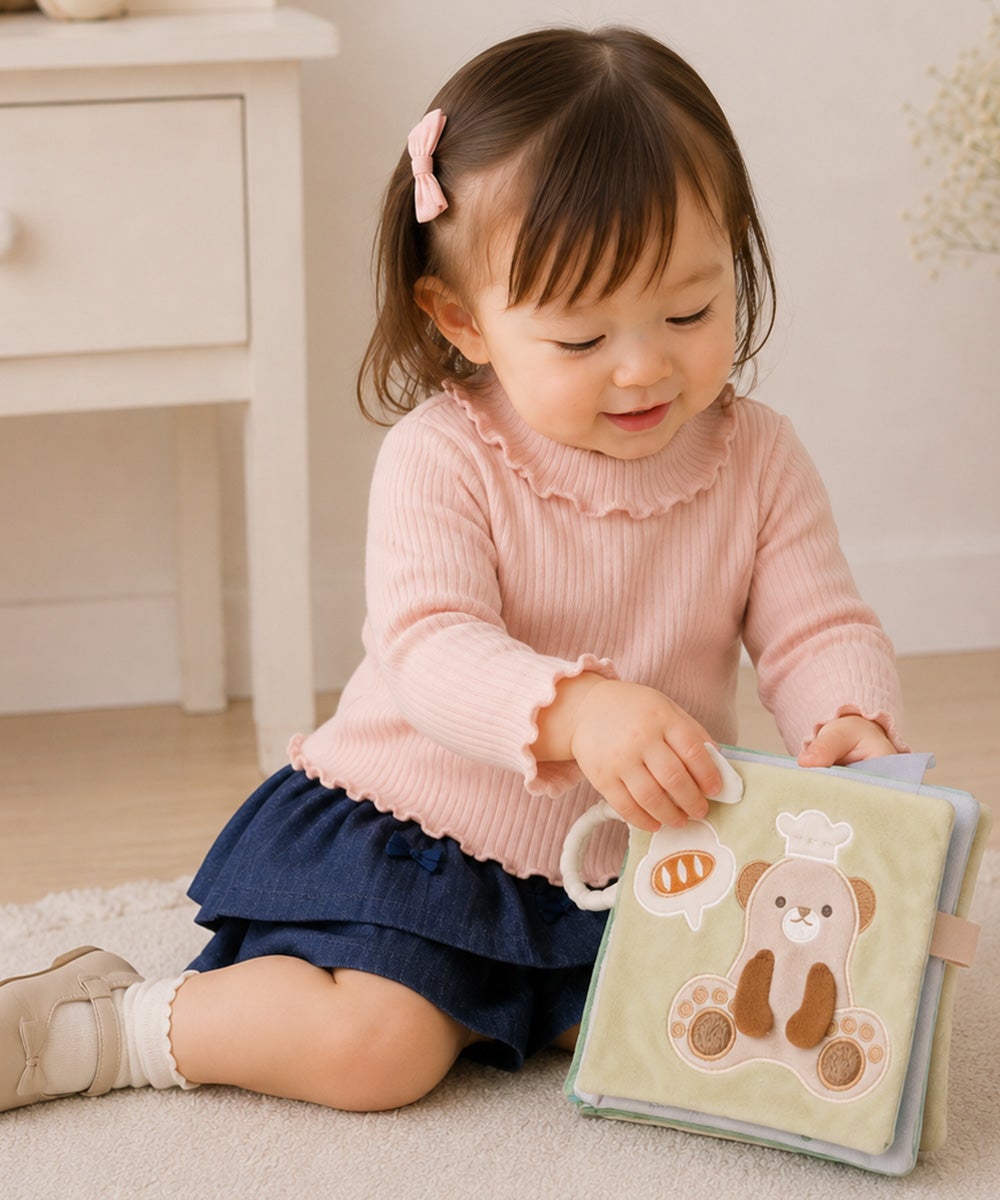 ベビー服 女の子 日本製綿100％リブタートルインナー ピンク(02)