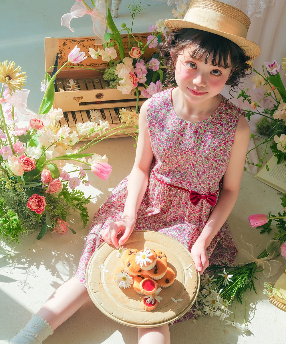 日本製 綿100％ 花柄 リボン付き ワンピース｜ベビー・子供服 通販