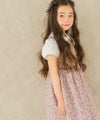 ベビー服 女の子 発表会　結婚式 日本製綿100％小花柄リボン付きギャザー パープル(91) モデル画像3