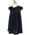 子供服 女の子 日本製花柄レースリボンブローチ付きワンピース ネイビー(06) トルソー斜め