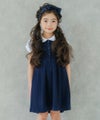 子供服 女の子 ダブルニットギャザーワンピース ネイビー(06) モデル画像1