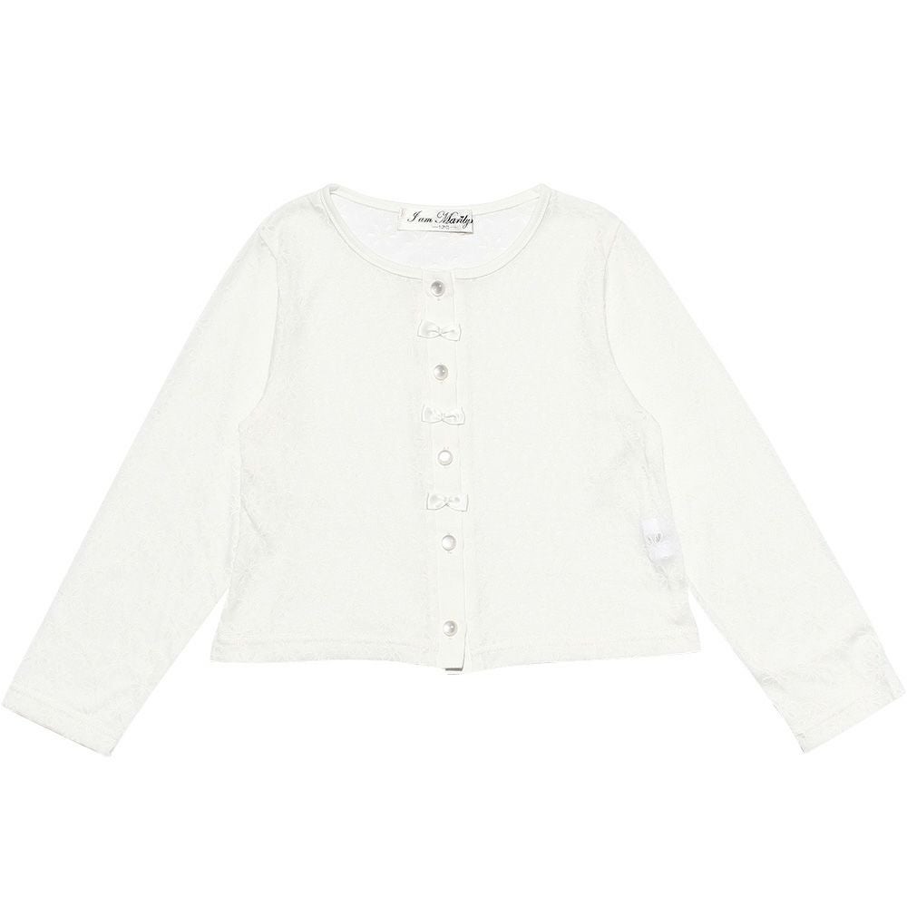 ベビー服 女の子 パール加工花柄カーディガン オフホワイト(11) 正面