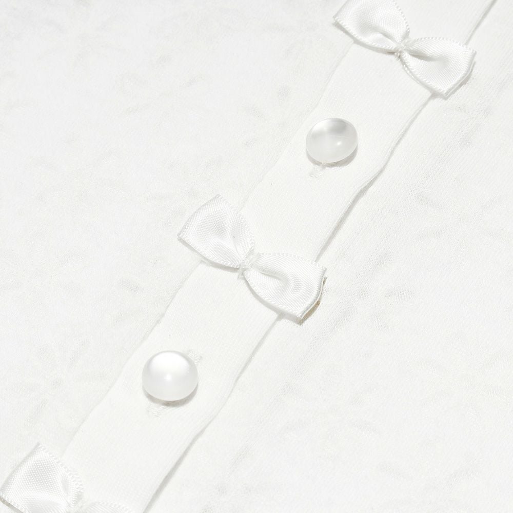 ベビー服 女の子 パール加工花柄カーディガン オフホワイト(11) デザインポイント1