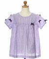 子供服 女の子 チェック柄リボン付きチュニックブラウス パープル(91) トルソー正面
