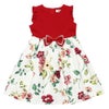 子供服 女の子 日本製花柄切り替えフリルつきワンピース レッド(03) 正面