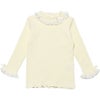 ベビー服 女の子 ベビーサイズ綿100％レース＆リボン付きタートルネックTシャツ オフホワイト(11) 正面