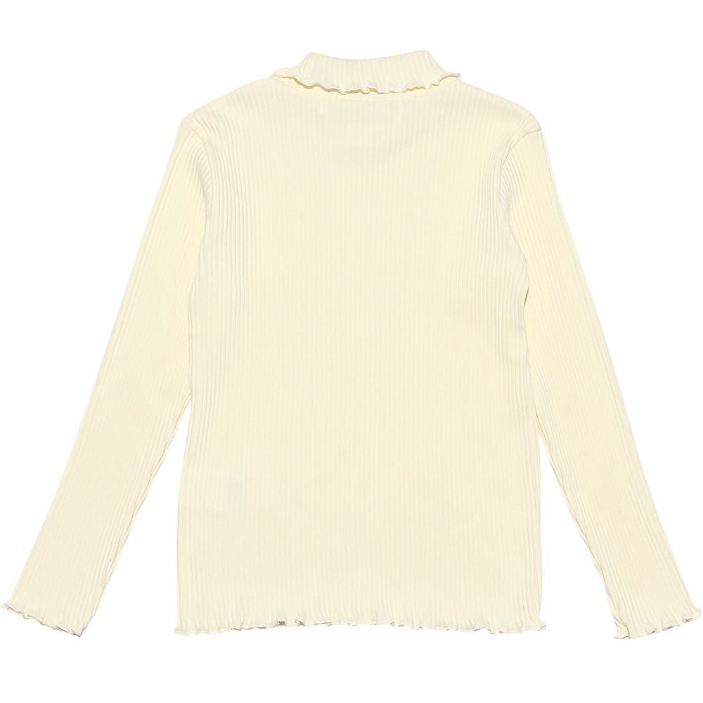 子供服 女の子 日本製綿100％リブ編みタートルネックTシャツ オフホワイト(11) 背面