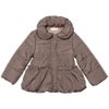 子供服 女の子 リボン＆フリル中綿入りコート ブラウン(05) 正面