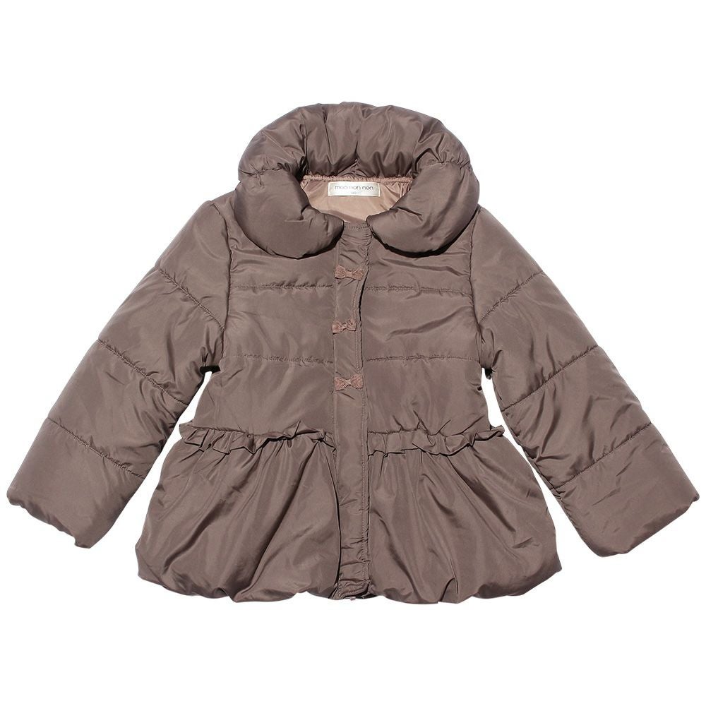 子供服 女の子 リボン＆フリル中綿入りコート ブラウン(05) 正面