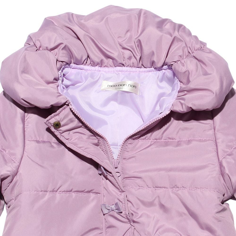 子供服 女の子 リボン＆フリル中綿入りコート パープル(91) デザインポイント1