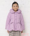 子供服 女の子 リボン＆フリル中綿入りコート パープル(91) モデル画像3