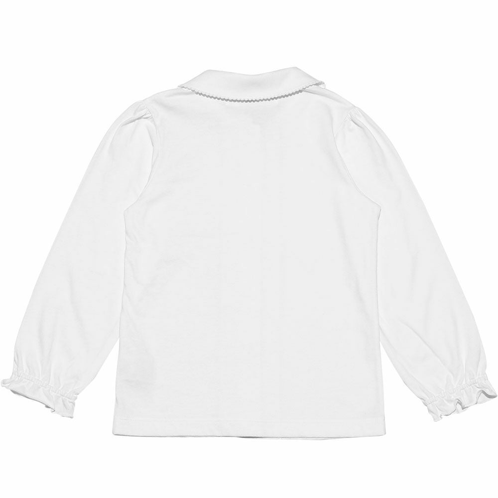 子供服 女の子 綿100％音符刺繍襟付きブラウス ホワイト(01) 背面