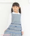 子供服 女の子 綿100％音符刺繍襟付きブラウス ホワイト(01) モデル画像2