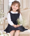 子供服 女の子 日本製ウエスト切り替えタックワンピース ネイビー(06) モデル画像2